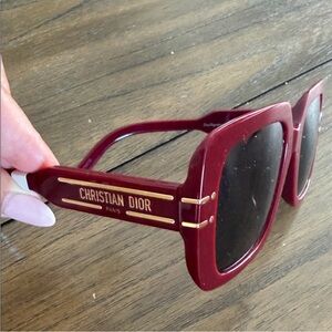 Dior Burgundy & Gold Oversized Square Sunglasses NWT